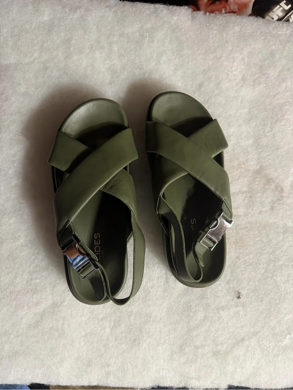 J/SLIDES Olive Platform Slingback Sandals